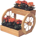 Dekorační květináč dřevěný - s koly a se 2 truhlíky