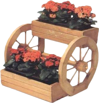 Dekorační květináč dřevěný - s koly a se 2 truhlíky