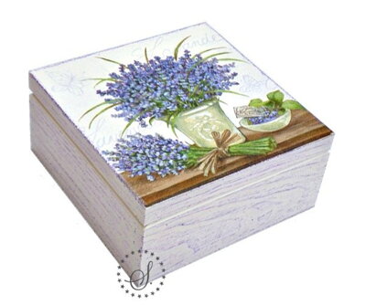 Dřevěná krabička na čaj - levandule