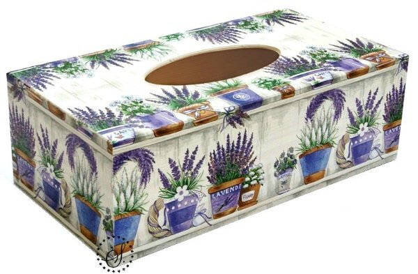 Box na kapesníky - květináče levandulí 2 Box na kapesníky - květináče levandulí 2