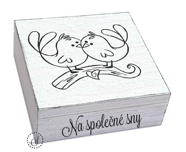 Dřevěná truhlička (šperkovnice) - na společné sny 1 Dřevěná truhlička (šperkovnice) - na společné sny 1