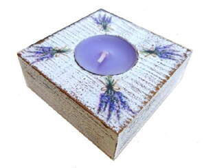 Svícen na čajovou svíčku - kytice levandule