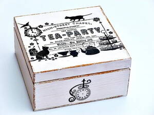 Dřevěná krabička na čaj - tea party